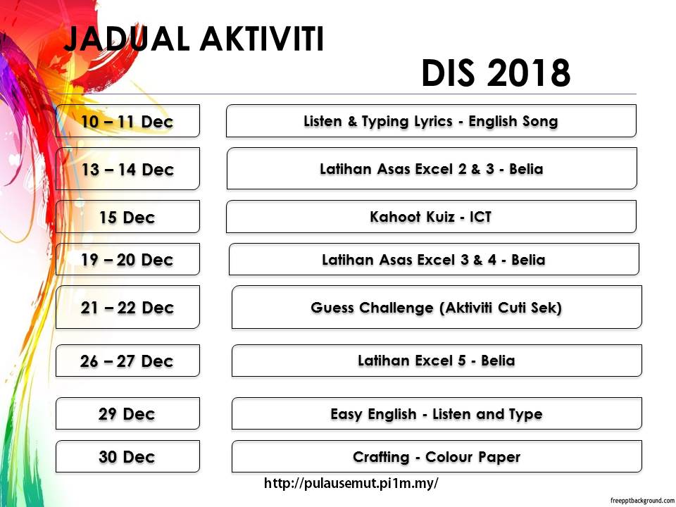 Jadual Aktiviti Dec 2018 2