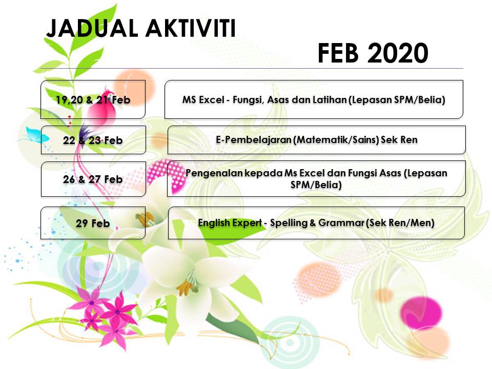 Jadual Aktiviti Feb 2020 2