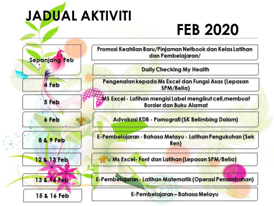 Jadual Aktiviti Feb2020 1