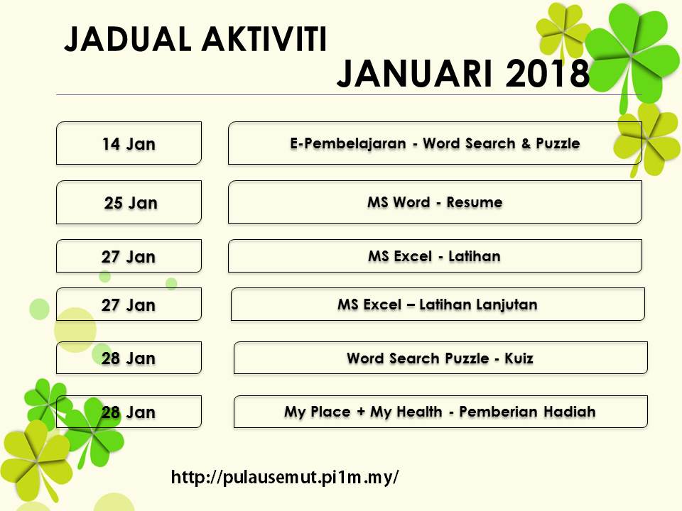 Jadual Aktiviti Jan18 2