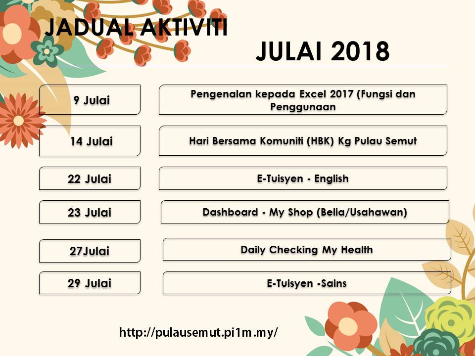 Jadual Aktiviti Julai2018 2