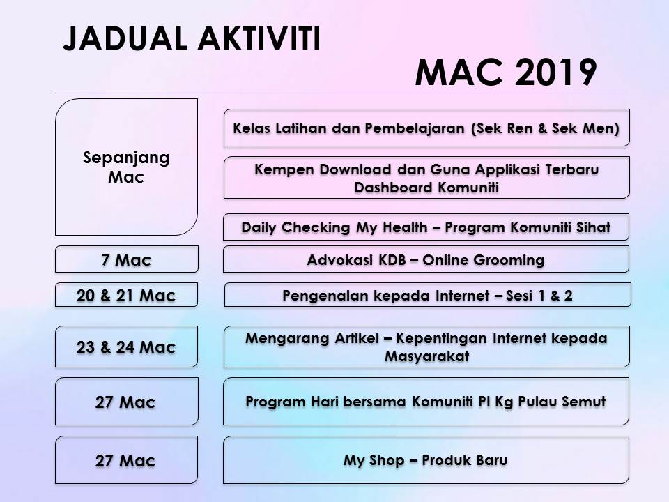 Jadual Aktiviti Mac2019