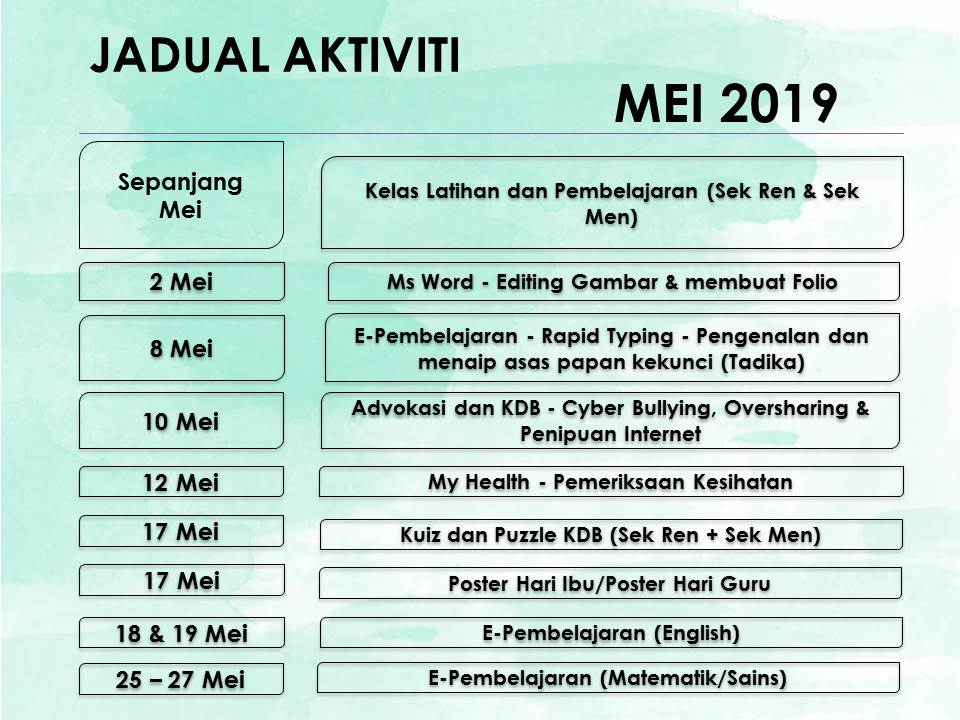 Jadual Aktiviti Mei2019