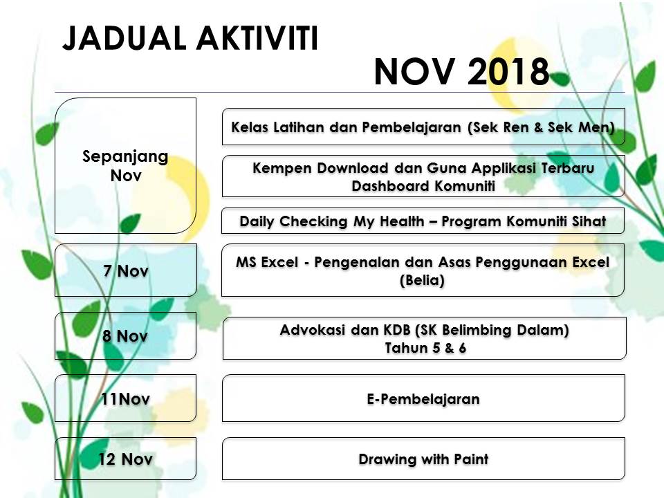 Jadual Aktiviti Nov2018 1