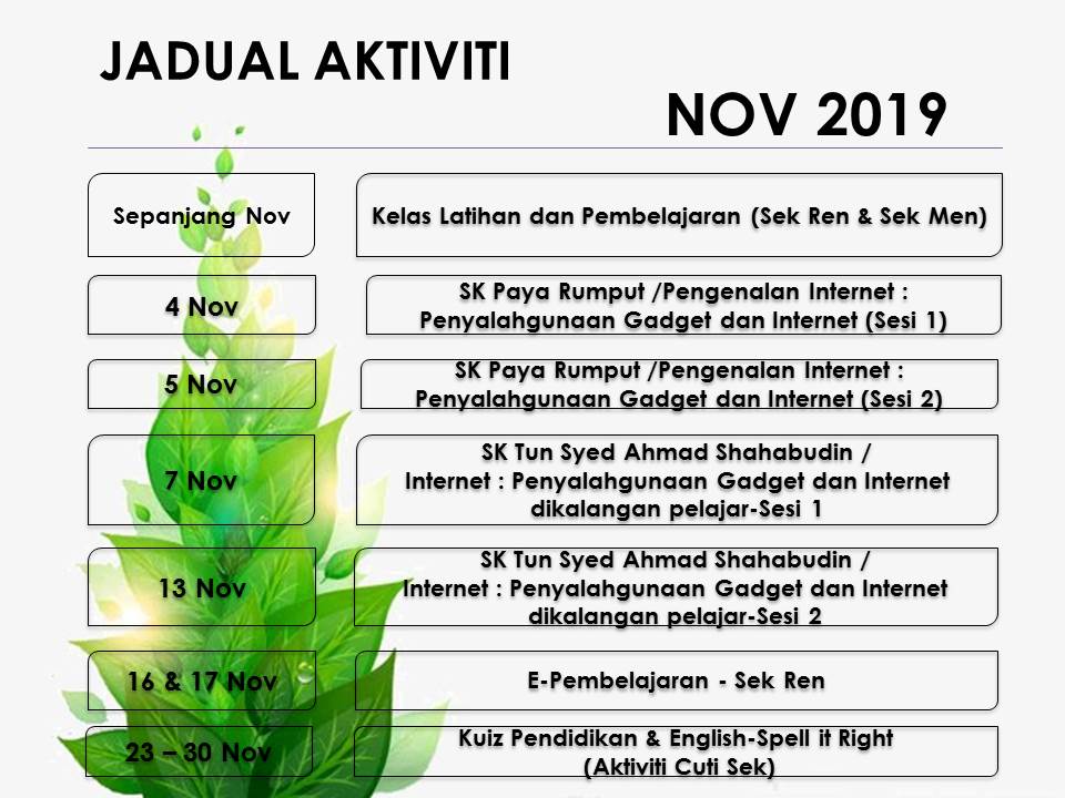 Jadual Aktiviti Nov2019