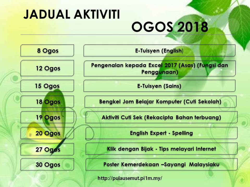 Jadual Aktiviti Ogos 2018 2