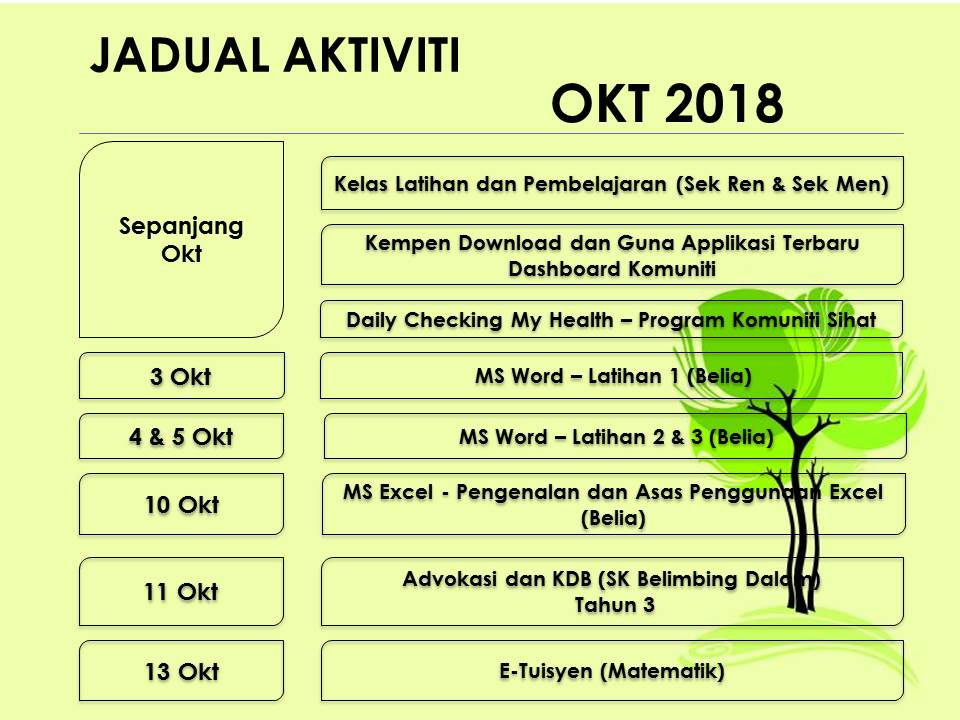 Jadual Aktiviti Okt 1 2018