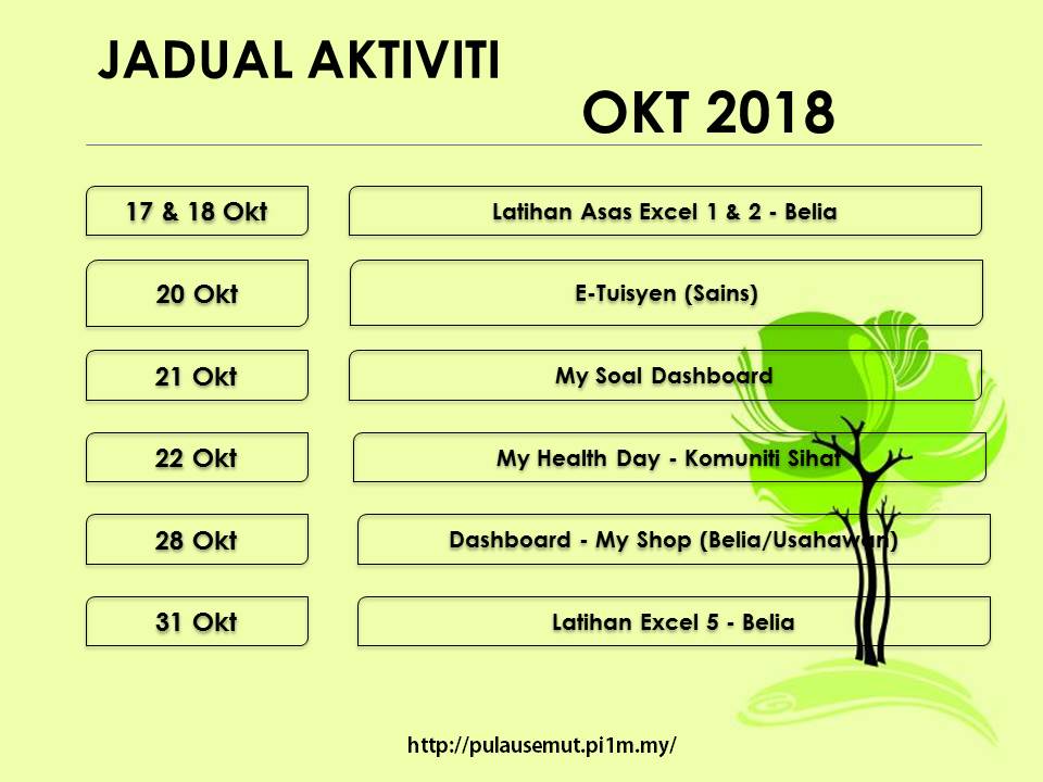 Jadual Aktiviti Okt 2 2018