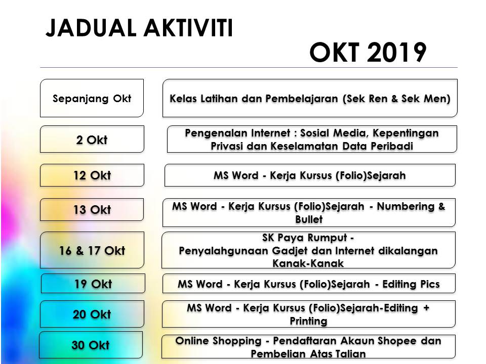 Jadual Aktiviti Okt2019